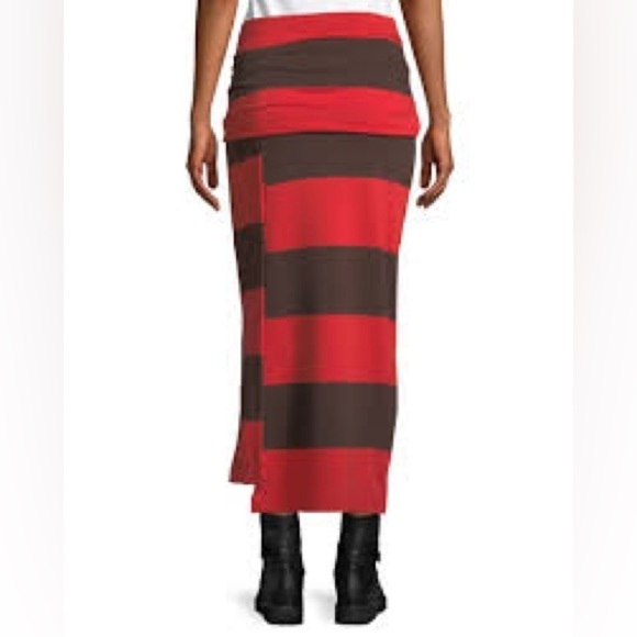 3.1 Phillip Lim Striped Twist Midi Skirt Red Brown Medium - Picture 13 of 14